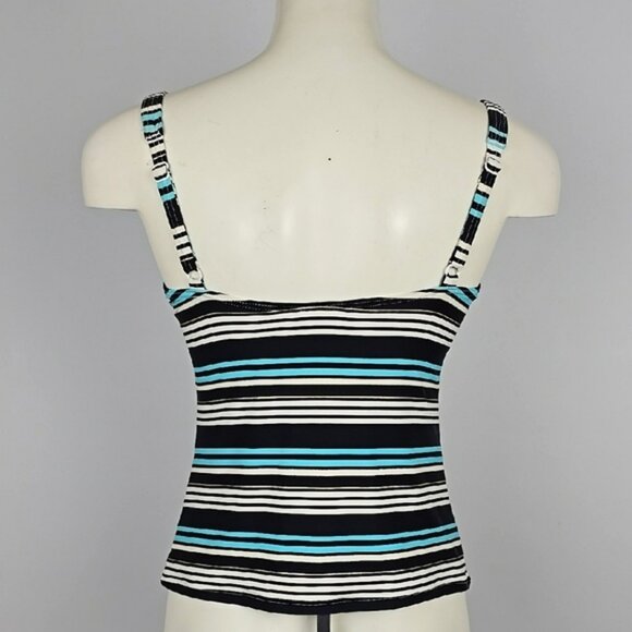 Bond-Eye Australia Women's Teal Black Striped Tankini Swim Top Padded Cups Sz 8 - Picture 3 of 16